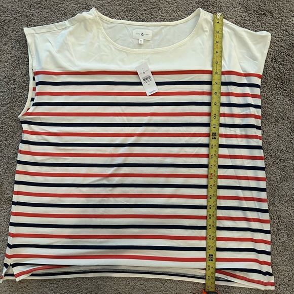 NWT Lou & Grey (Loft) White T Red/Navy Stripes Super Soft! - Picture 4 of 7